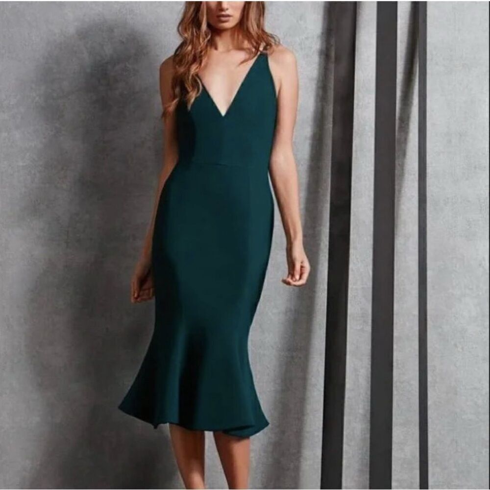 Dress the Population Dress Isabelle Crepe Mermaid Size Small Green